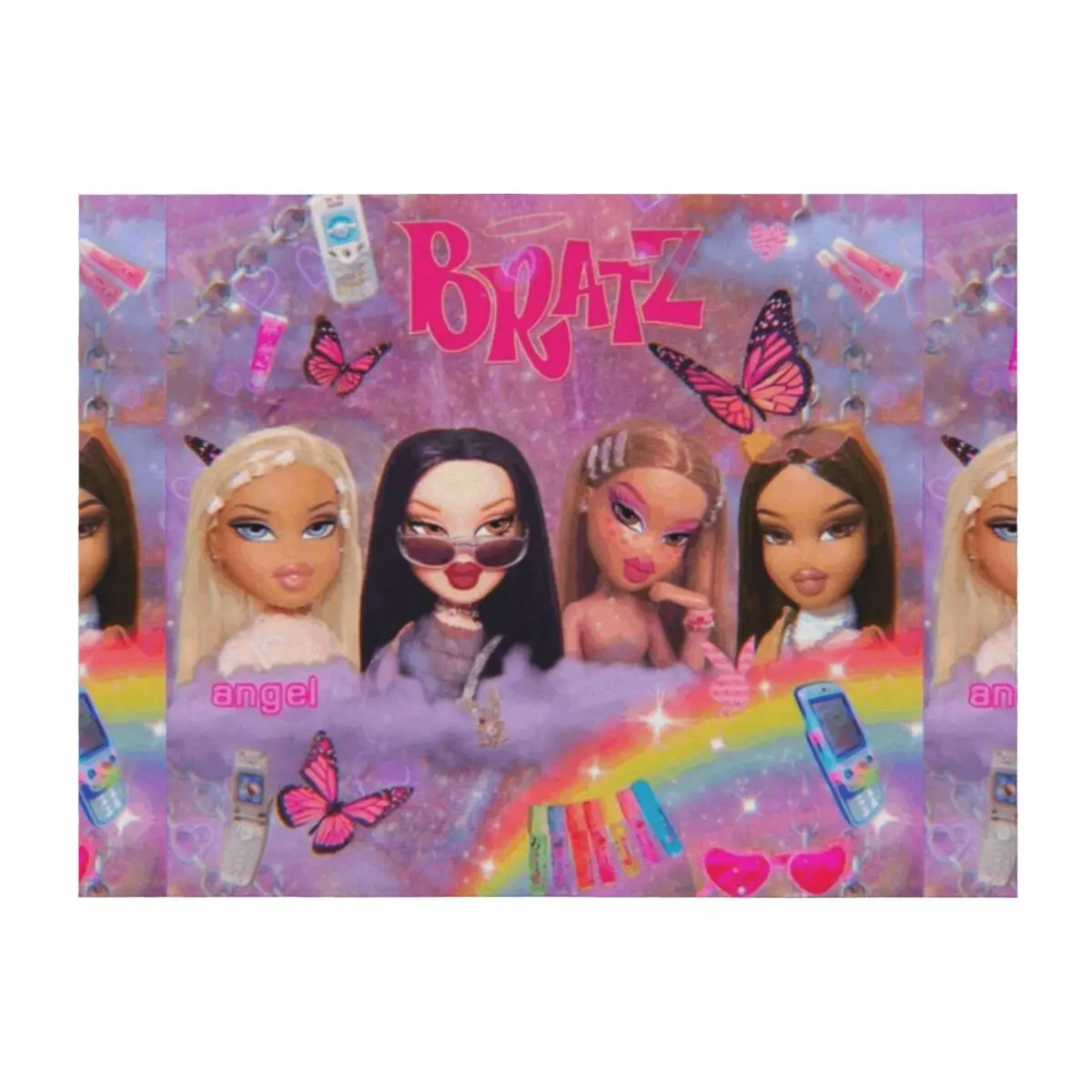 

y2k Bratz Collage Throw Blanket Blankets For Sofas Weighted Large Blankets