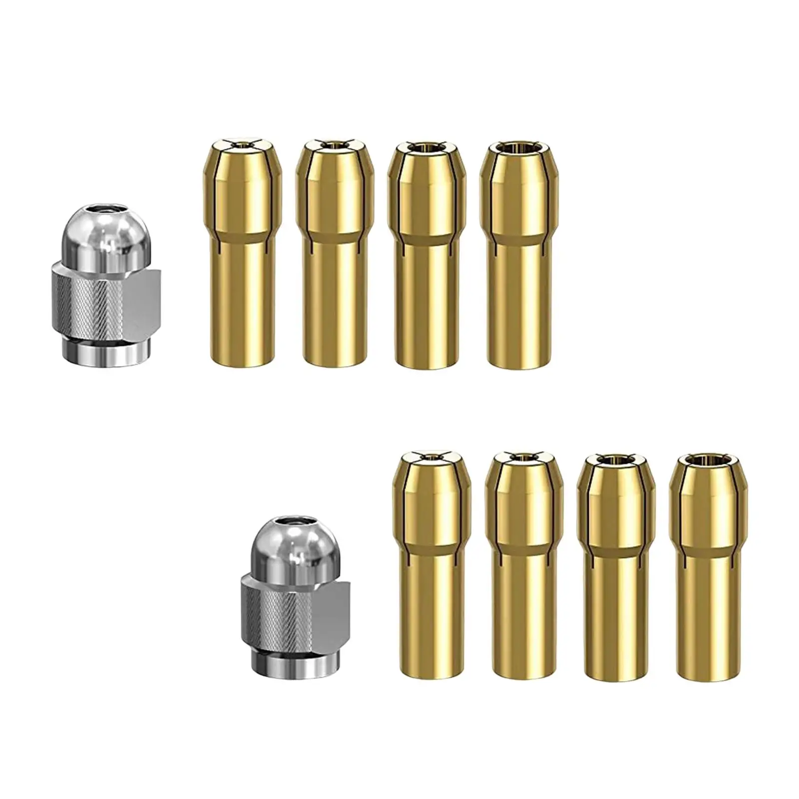 8Pcs 4485 Brass Collet and 2Pcs Nut Set Rotary Drill Tool Accessories Practical Full Metal Nut