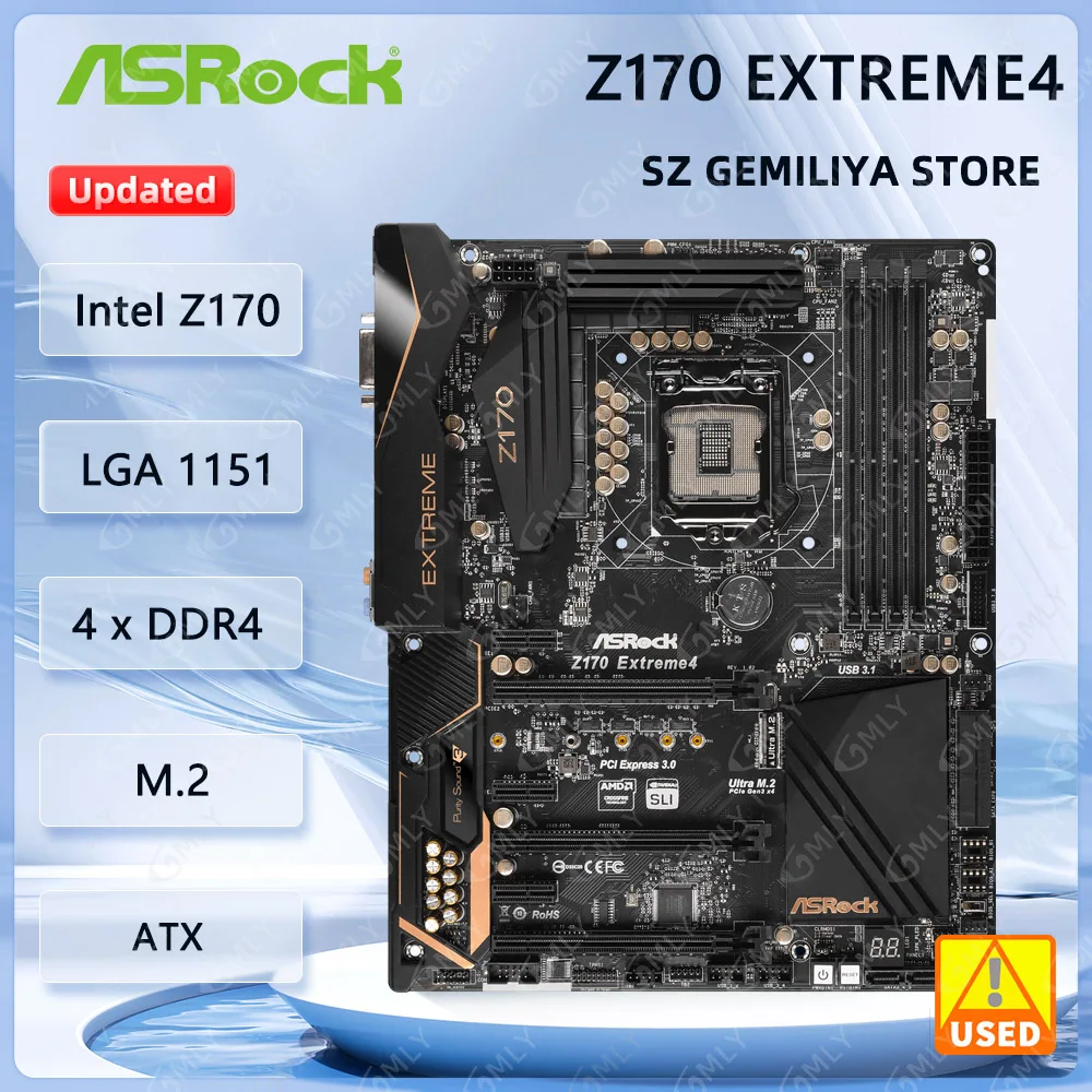 

Материнская плата ASRock Z170 Extreme4 Intel Z170 LGA 115 DDR4 64 ГБ с поддержкой процессора Core i5-6500 i7-7700K PCI-E 3,0 USB3.1M.2 HDMI ATX