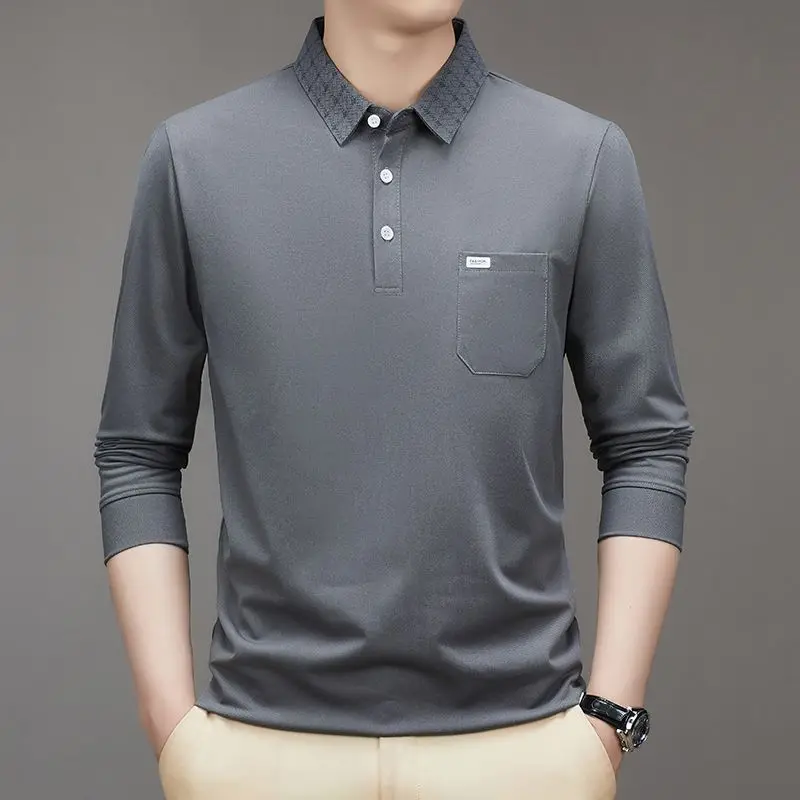 Polo T Shirt for Men Business Regular Fit Cotton Formal Pullovers Funny Aesthetic Japan Streetwear Tops Xxl Green Man Sweatshirt view 6