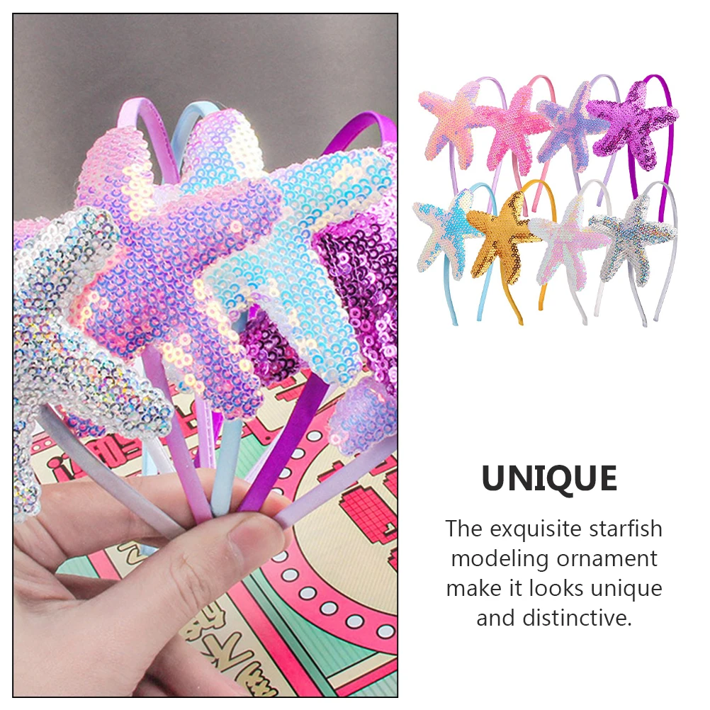 

8pcs Seastar Headband Hoop Children Hair Accessories Marine Animal Headdress Durable Practical Party Daily Stage