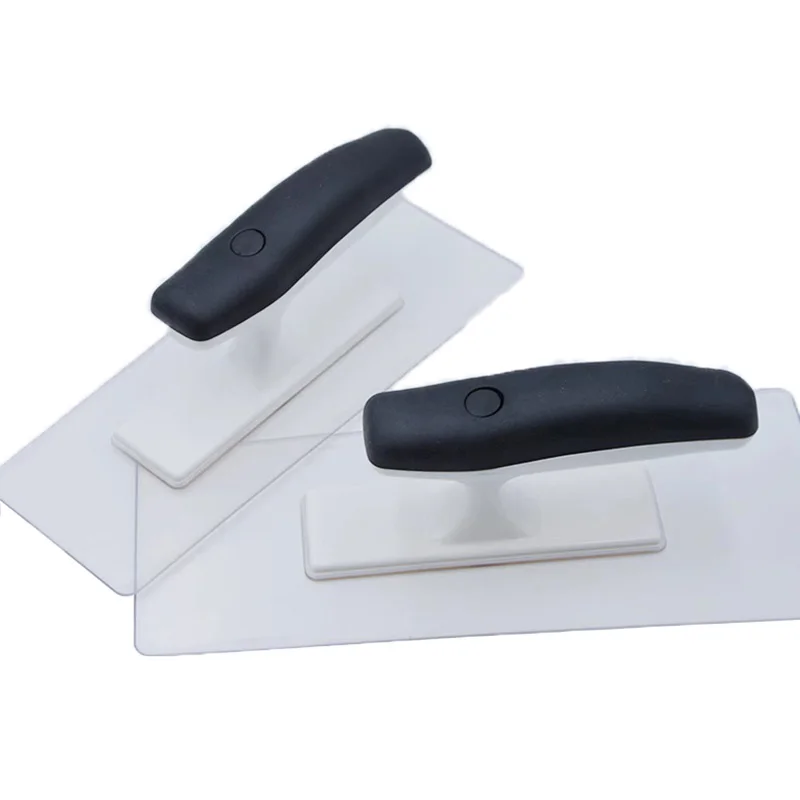 

Plastic Transparent Finishing Trowel with White Comfortable Grip Handle Suitable for Scrape, Plastering and Paint Walls