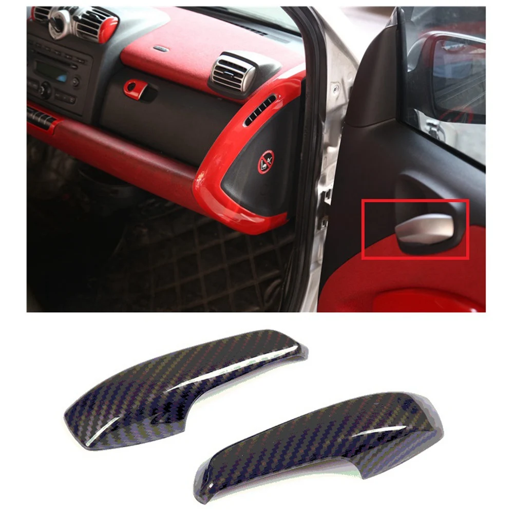 Carbon Fiber Car Inner Door Handle Bowl Cover Trim Sticker for Mercedes Benz Smart 451 Fortwo 2010-2014 Accessories,B