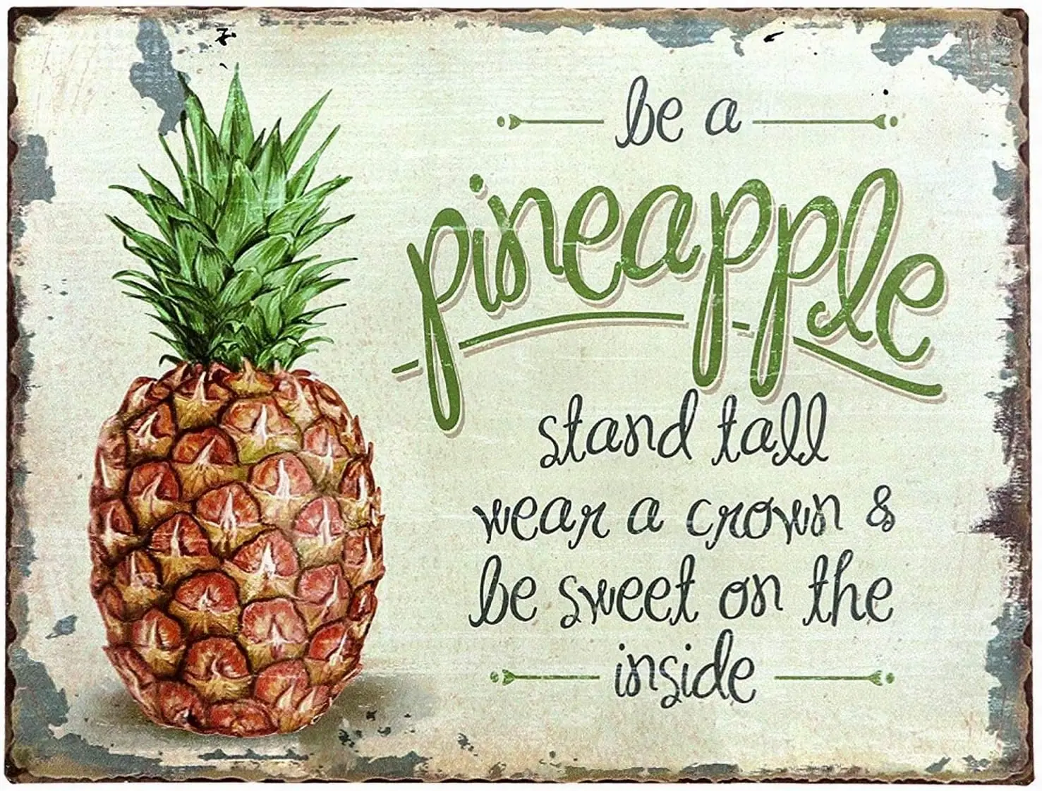 Забавный ананас в стиле ретро Vntage Tn Metal Sgn, домашний декор 8X12, настенный декор