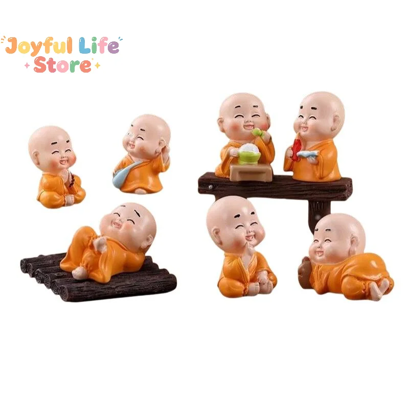 Hot 1pc Resin Mini Monk Figurine Zen Garden Ornament Micro Landscape Decor Miniature Statue For Terrarium Bonsai Fairy Garden