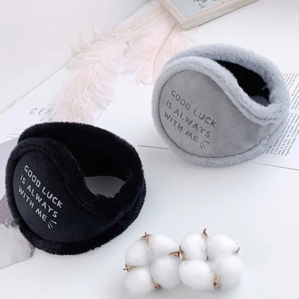 Rear Wear Winter Earmuffs Thick Wind Resistant Ear Covers Portable Good Luck Letter Printed Windproof Ear Muffs