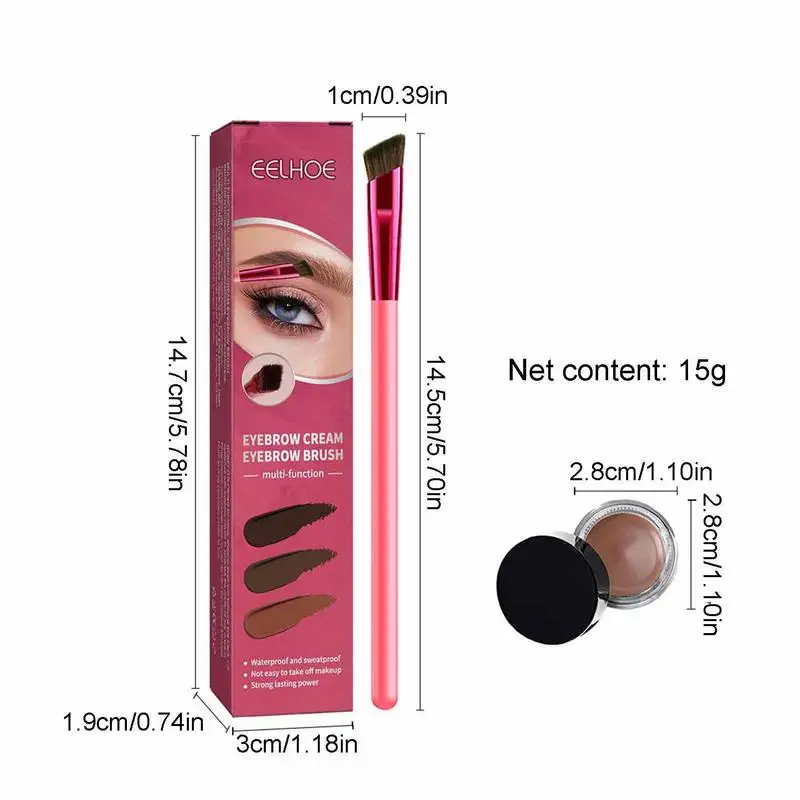 Waterproof Eyebrow Pomade And Brush Kit 4D Multifunction Eyebrow Brush Realistic Eyebrow Brush Square Eyebrow Makeup Brush