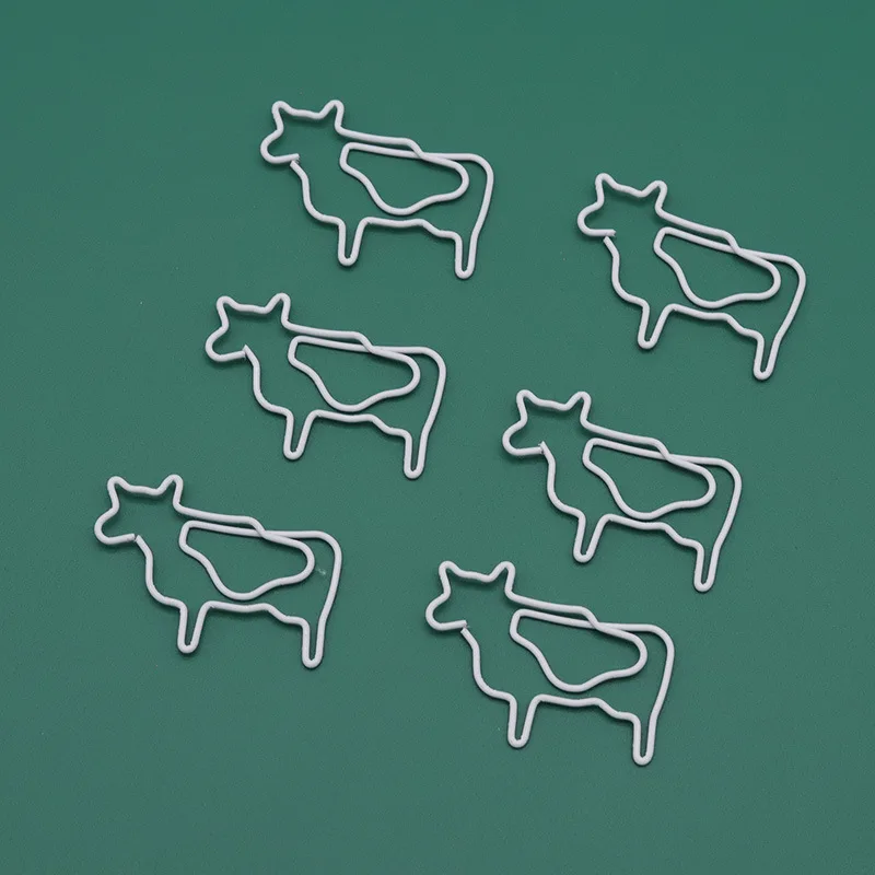 White Cow Creative Cartoon Paper Clip Metal Animal Shape Cute Bookmark Paper Pin Office Paper Clips Decorative Paperpins