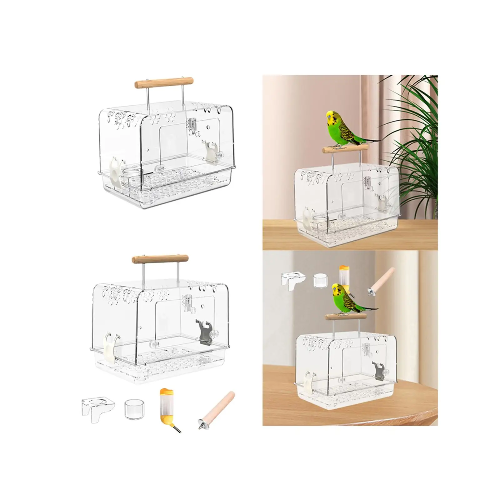 Imagem -04 - Lightpeso Bird Cage Acrílico para Papagaios Canários Bird Carrier Villa