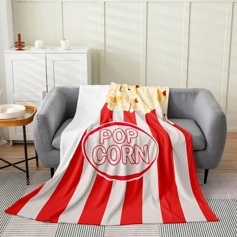 

Popcorn Pattern Series Printed Blanket for Sofa Bed Travel Camping Living Room Office Conditioning Blanket for All Seasons Gifts