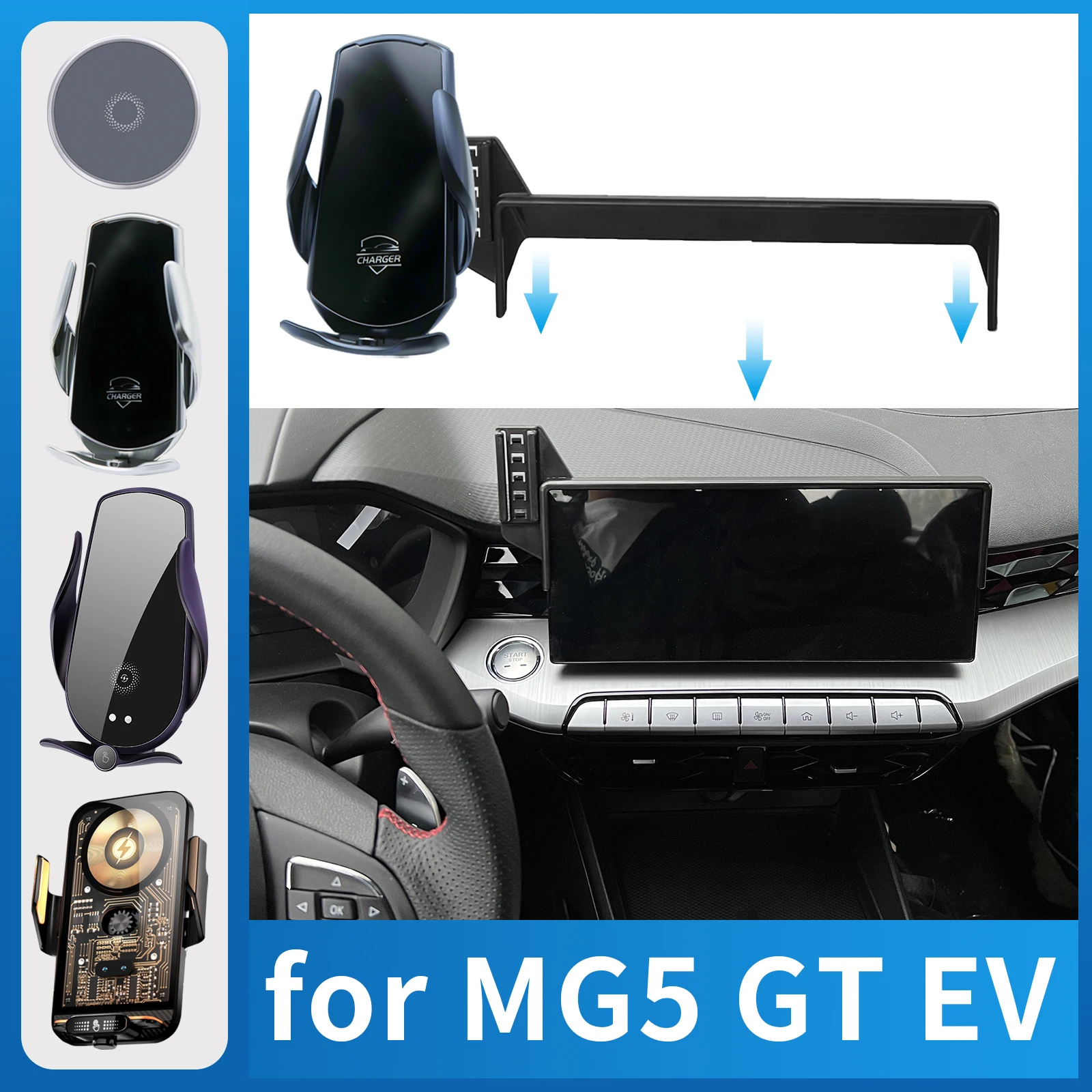 

Car Phone Holder Charging for MG 5 MG5 GT EV 2022 2023 2024 Screen Navigation GPS Bracket Base Accessories