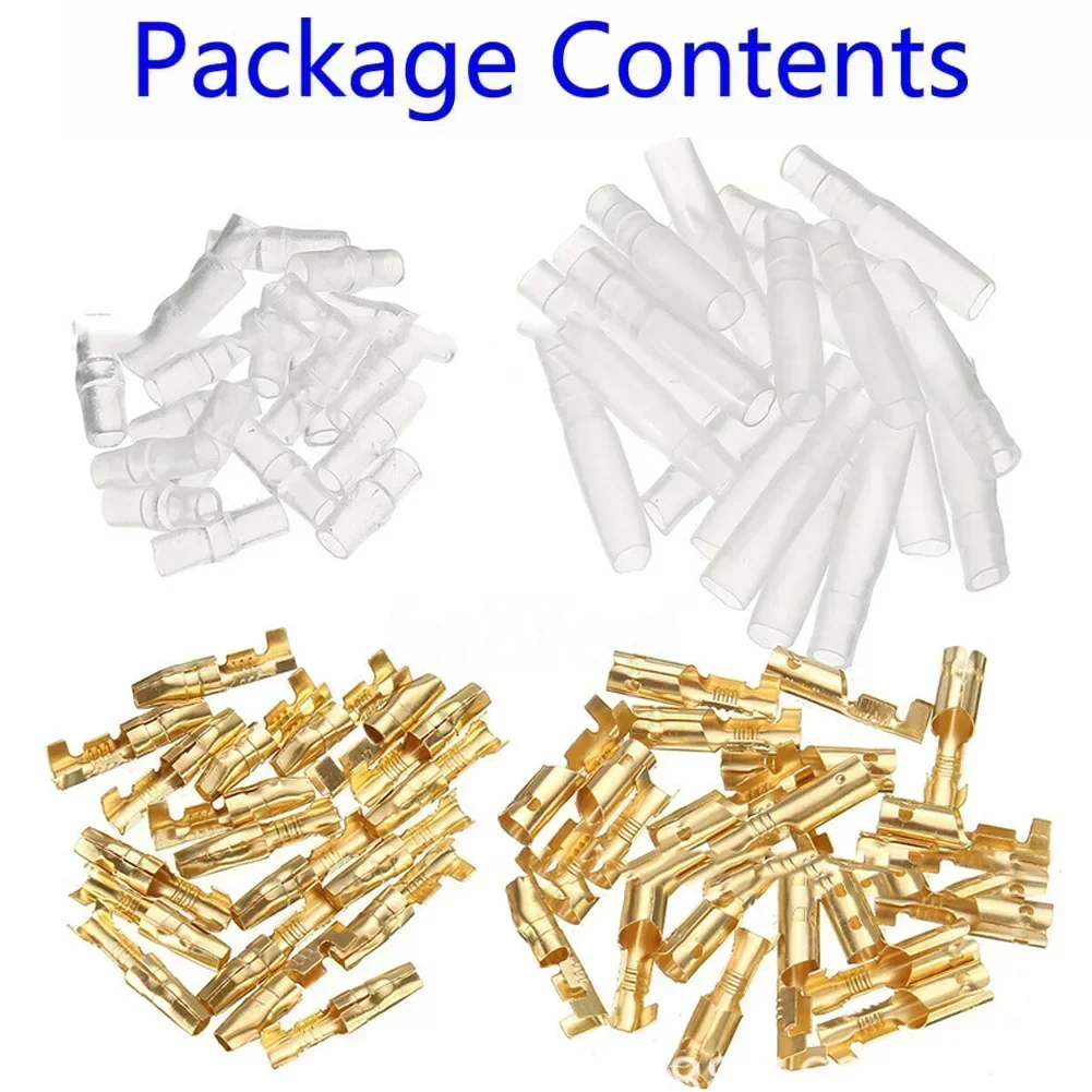 200Pcs Male Female Bullet Terminals Connector Brass 3.9 4.0 Mm 5V 1A 5W Insulator Sleeve Cover Electricians Electrical Equipment