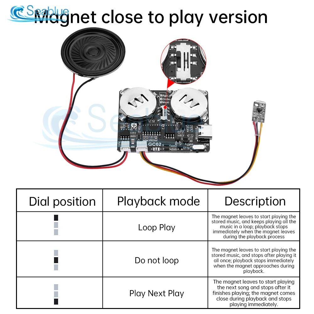 Recordable Sound Module 8M MP3 WAV Button Control Music Voice Player Programmable Board with Speaker for DIY Greeting Card Gift