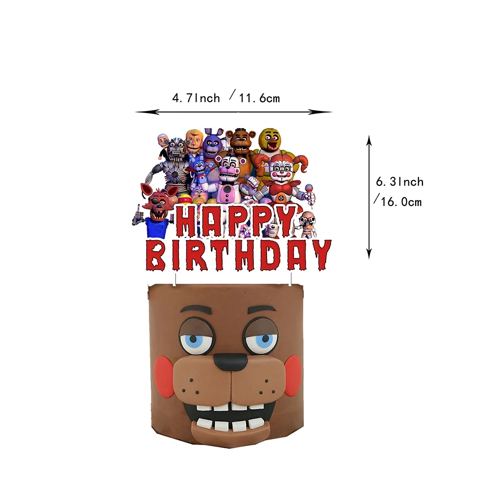 Five Nights at Freddy's Themen-Geburtstagsparty Dekorations-Set Banner Zubehör Ballon-Set Tortendekoration Banner Cartoon-Hintergrund Geschenk – Detail 4