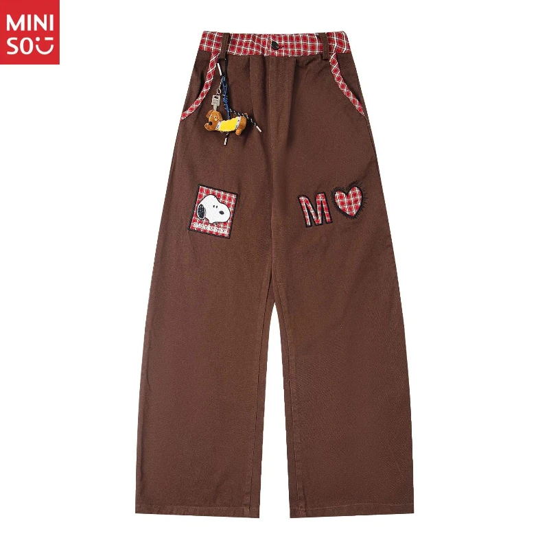 

American Retro Fun Embroidery Dog Cargo Jeans Unisex Loose Pet Pendant Wide Leg BF