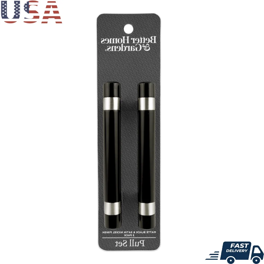 

Modern Matte Black Satin Nickel Cabinet Bar Pulls Set of 2 Easy Installation Hardware Kitchen Bathroom Furniture Upgrade