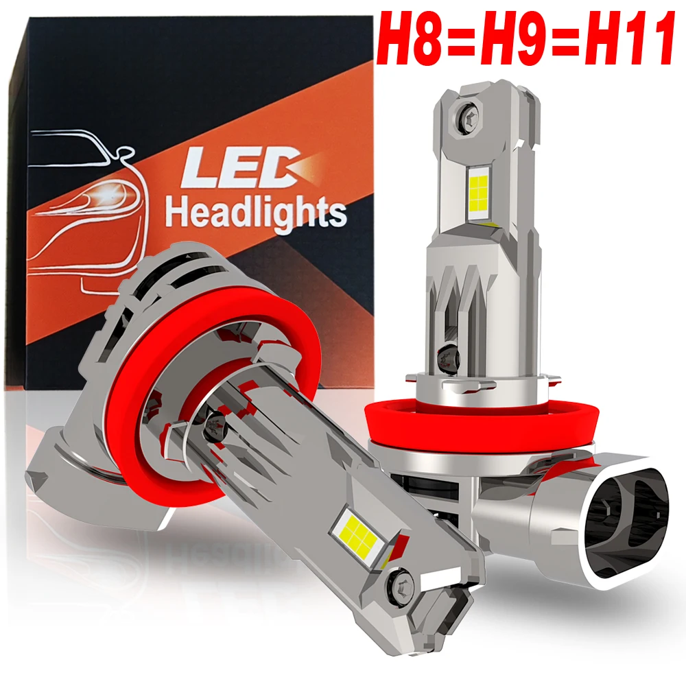

2 шт. автомобильные светодиодные лампы для фар и противотуманных фар, турбо-диодные лампы H8 H11 H9 H16, Canbus, без ошибок, белый свет, для мотоциклов, без адаптера