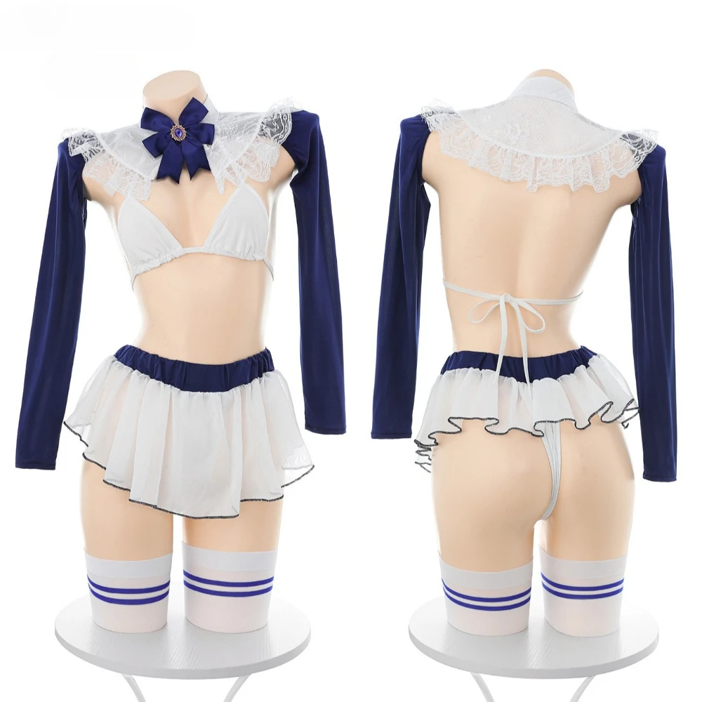 

Anime Sweet Shcool Girl Uniform Cosplay Costume Lace See Through Backless Skirt Set Student Japanese Cute Girl Role Play Outfit