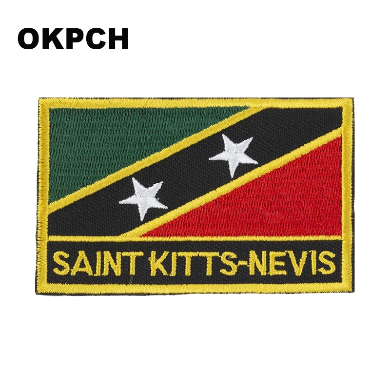 Saint Kitts Flag Embroidery Patches Iron on Saw on Transfer patches Sewing Applications for Clothes in Home&Garden