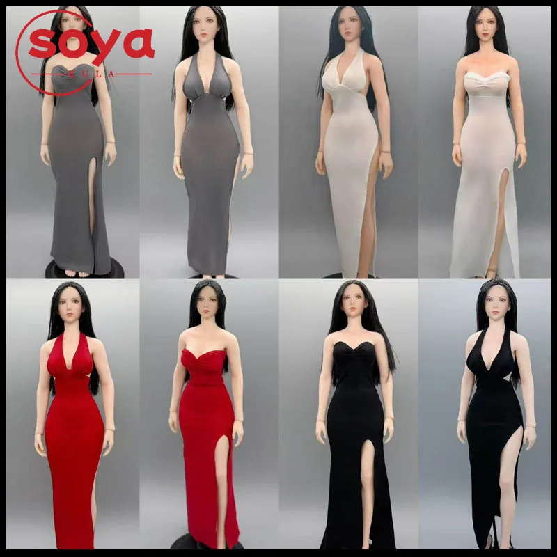 

CJG-077 1/6 Scale Evening Dress Hanging Neck Skirt Tube Dress Clothes Model Fit 12'' Female Soldier Action Figure Body
