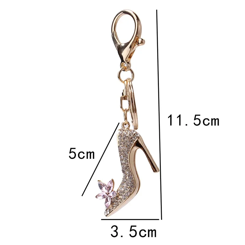 High Heeled Shoes Keychain Rhinestone Crystal Shoe Car Key Chain Bag Keyring Boutique Gift Decorative Alloy Durable Portable