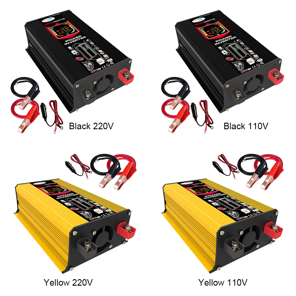 Inverter per auto da 6000W modificato Inverter intelligente per veicoli a onda sinusoidale Dual USB Digital Power Inverter DC 12V a AC 110V 220V