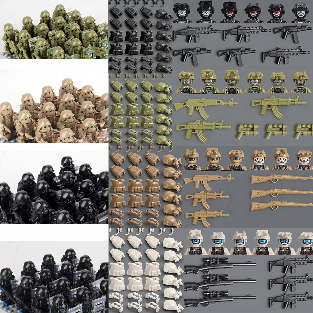 City Police SWAT Special Forces Building Blocks Figures Soldier Assault Team Gas Mask Military Weapons Bricks Kids Toys
