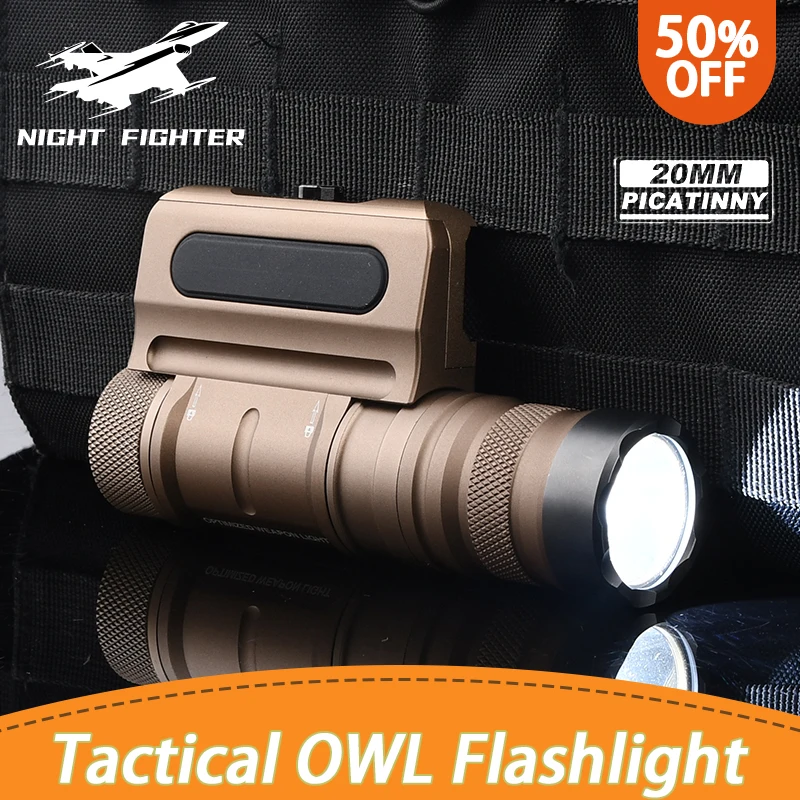 Tactical Flashlight 1500lumens Powerful Optimized Weapon Light Cloud OWL Tactical Flashlight for20mm Rail Hunting Gun Rifle ﻿