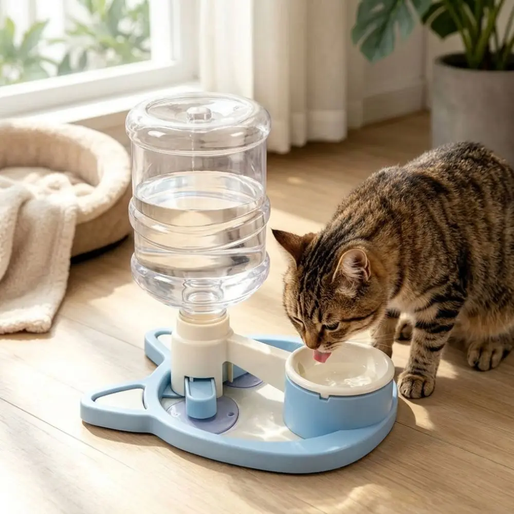 Anti-Wet Mouth Gravity Cat Water Dispenser Prevent Black Chin Gravity Refill Pet Water Station Suction Cup Base Non-Slip