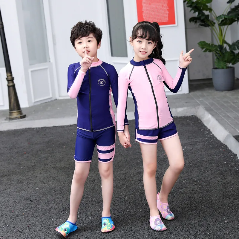 Girls' Boys Rash Guard Set Long Sleeve Full Body Sun Protection 3 Piece Swimwear Shirt + Leggings + Trunks Athletic Bathing Suit