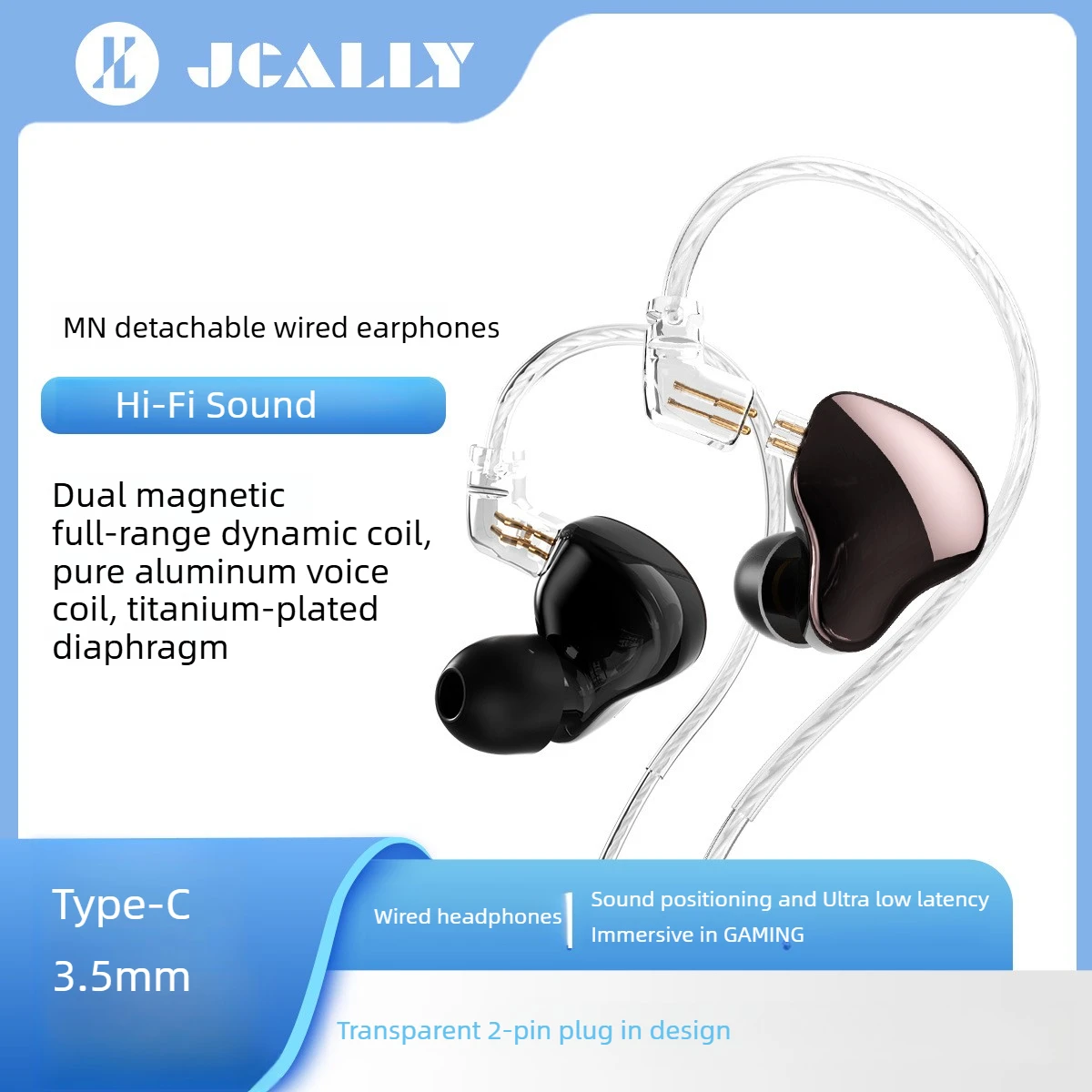 

Detachable Wired Earphones with Microphone Hifi In Ear Monitors nothing ear Type c Headphones Gaming for Android iPhone Girls