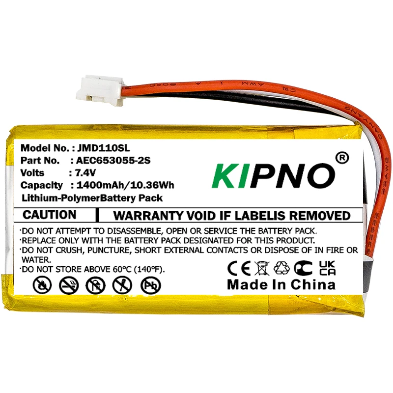 

KIPNO Speaker Battery 7.4V 1400mAh AEC653055-2S for JBL Flip,Flip1