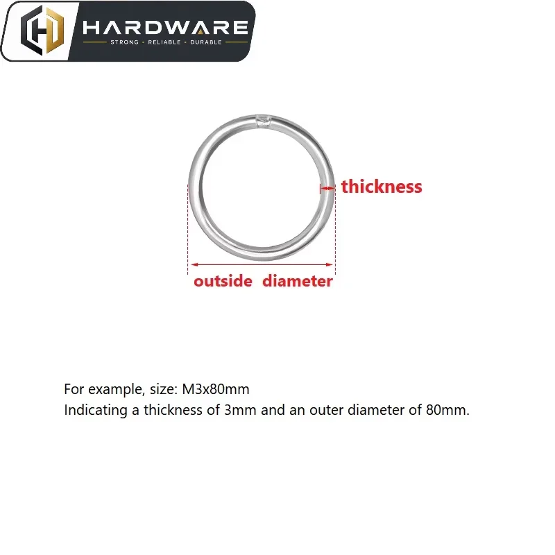 304 Stainless Steel O Ring 15/20/30/40/50/60/70/80/90/100/120-500mm Outer Diameter 3/4mm Thickness Strapping Welded Round Rings
