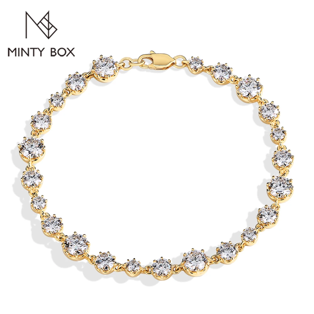 

MINTYBOX S925 Sterling Silver D Color VVS1 Diamond Bracelets All Moissanite for Women 18k Gold Plated Luxury Wedding Fine Jewelr