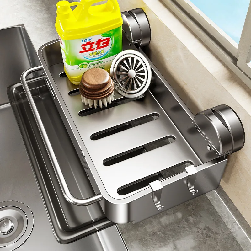 

Кухонный органайзер на присоске, аксессуары, держатель для губки, сушилка без дрели, настенная полка, установленная для домашней раковины, посуда для хранения мыла