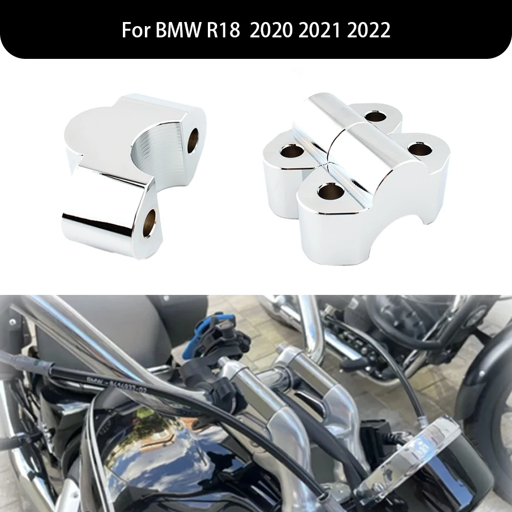 Motorcycle Chrome Aluminum Handlebar Riser Bar Mount Handle Clamp Mounting Lift Clamp Adapters For BMW R18 2020-2022 2021 2023