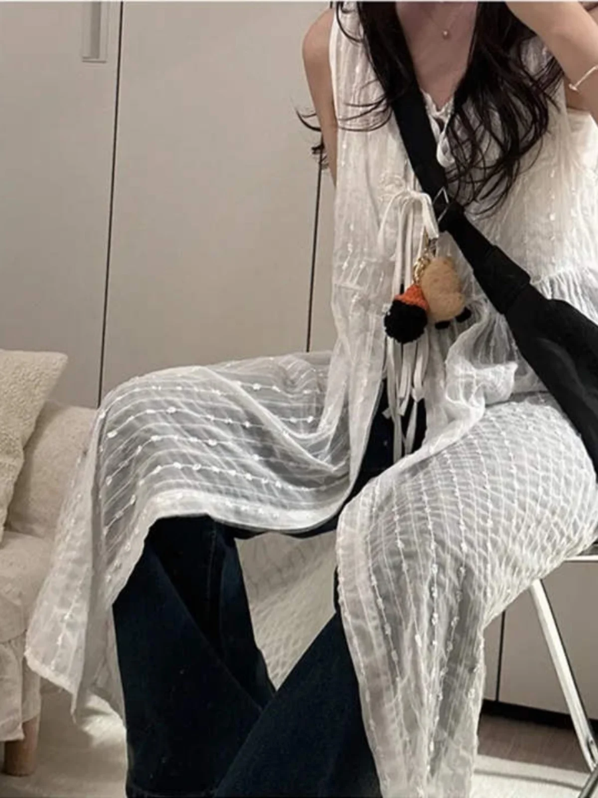 Chic Svel Women's Dr Embroidered Loose Long Vest Skirt Bal Design Spring New Sle Korean Sle High Waist A-Li...