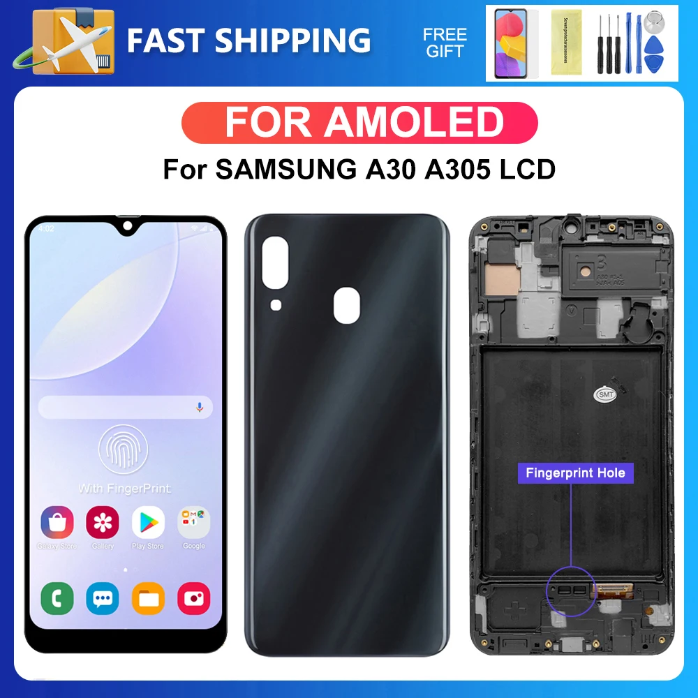 A30 For Samsung 6.4\'\'For AMOLED A305F A305G A305Y A305 A305N A305GT LCD Display Touch Screen Digitizer Assembly Replacement