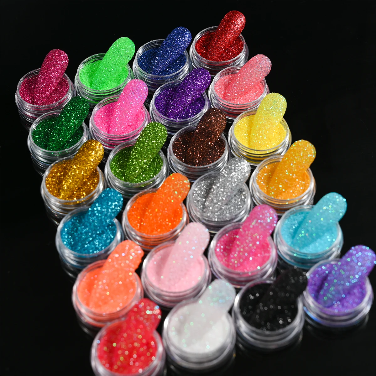 24 Colors Set Glitter Sugar Sand Powder for Nails Shiny Iridescent Colorful Chrome Pigment Dust Crystal Diamond Manicure Decor *