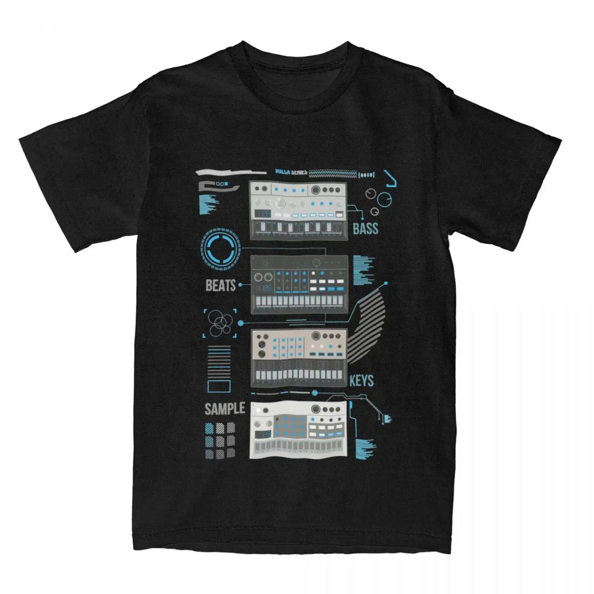 Casual Korg Volca Series Basic Blue T-Shirts Men Women\'s Round Collar Cotton Dj Music Short Sleeve Tees Plus Size Clothes