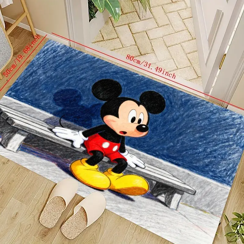 

1 шт., напольный коврик с изображением Микки Мауса Диснея, 50x80 см (19,68x31,49 дюйма), нескользящий моющийся коврик для детей, спальни, гостиной