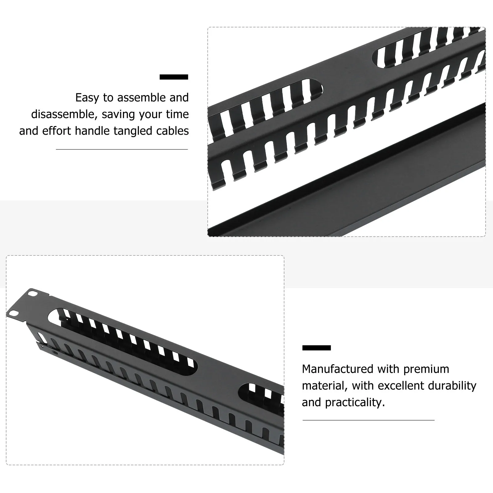 

1Pcs Rack Mount Cable Management Steel Organizer Durable Easy Accessory Hide Awg Ethernet USB Power Cords