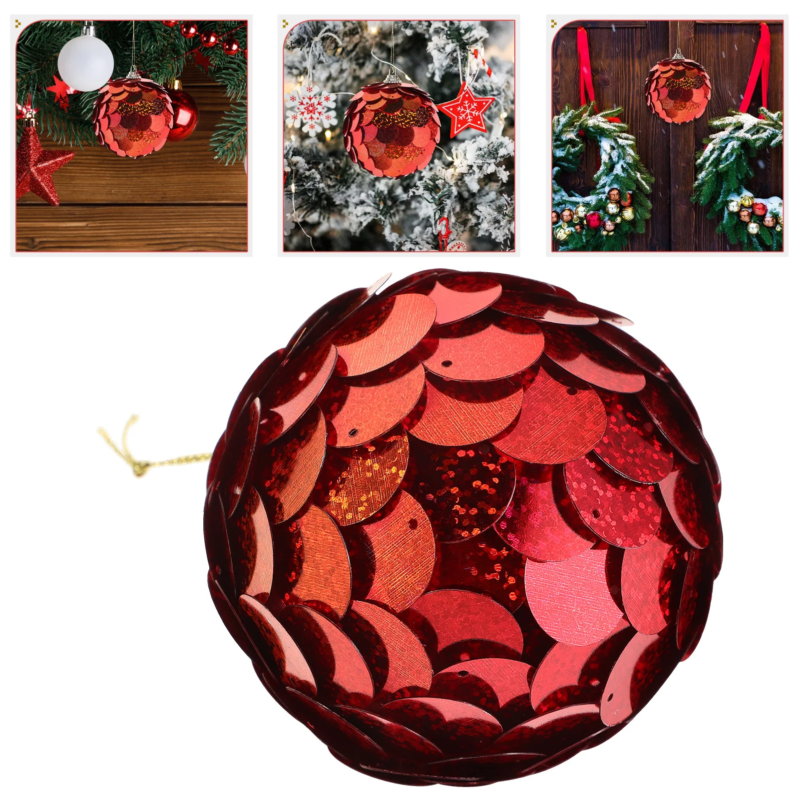 

Xmas Tree Ornament Sparkling Holographic Finish Sturdy Plastic Christmas Ball Hanging Decor for Festive Holiday Season Xmas