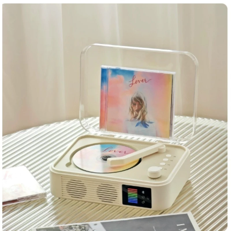 Retro All-in-One CD Player, HiFi Sound Quality Rechargeable Disc Album Player, Bluetooth Audio Music Gift