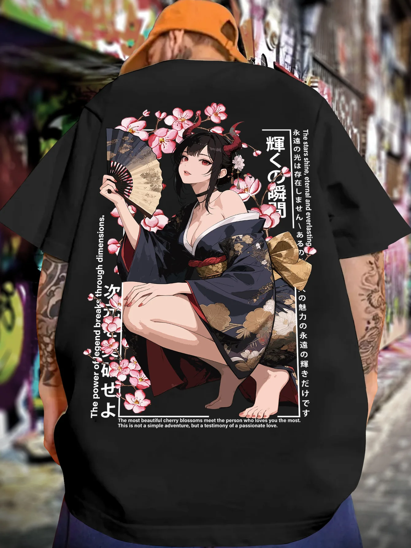 Men Anime Manga Cherry Blossom Japanese-style Summer T-shirt with Anime Character Patterns Suitable Daily Wear Trendy  Versatile