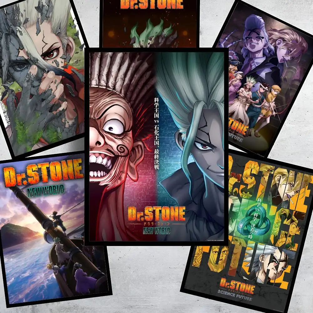 

D-Dr. Stone Anime Poster Stickers HD Painting Self-Adhesive Art for Bedroom Living Room Home Decor Modern Wall Decals Gift