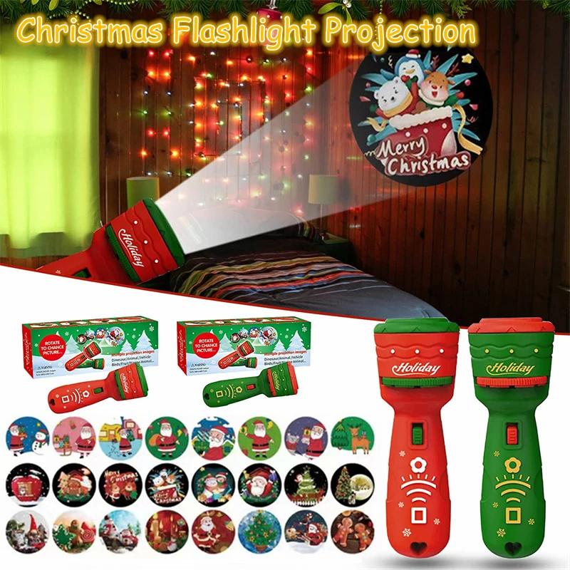 

21 Patterns Santa Christmas Tree Flashlight Projector Torch Lamp Toy Early Education Toy for Kid Holiday Birthday Xmas Gift 2024