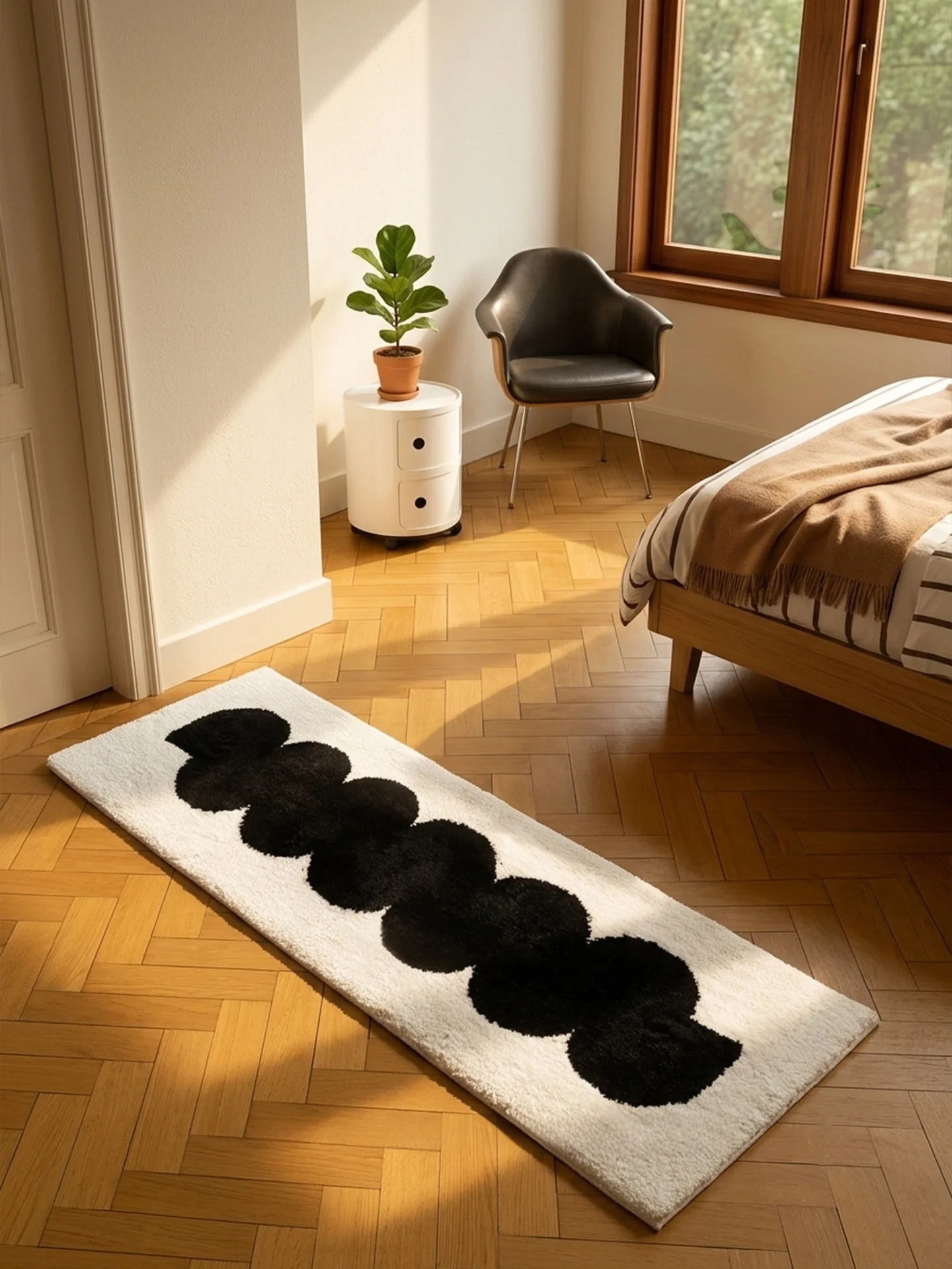 Vintage Black Rug Girls Bedroom Living Room Sofa Floor Mat Salt Brand Home Textile Carpet Rectangular Shape Geometric Pattern