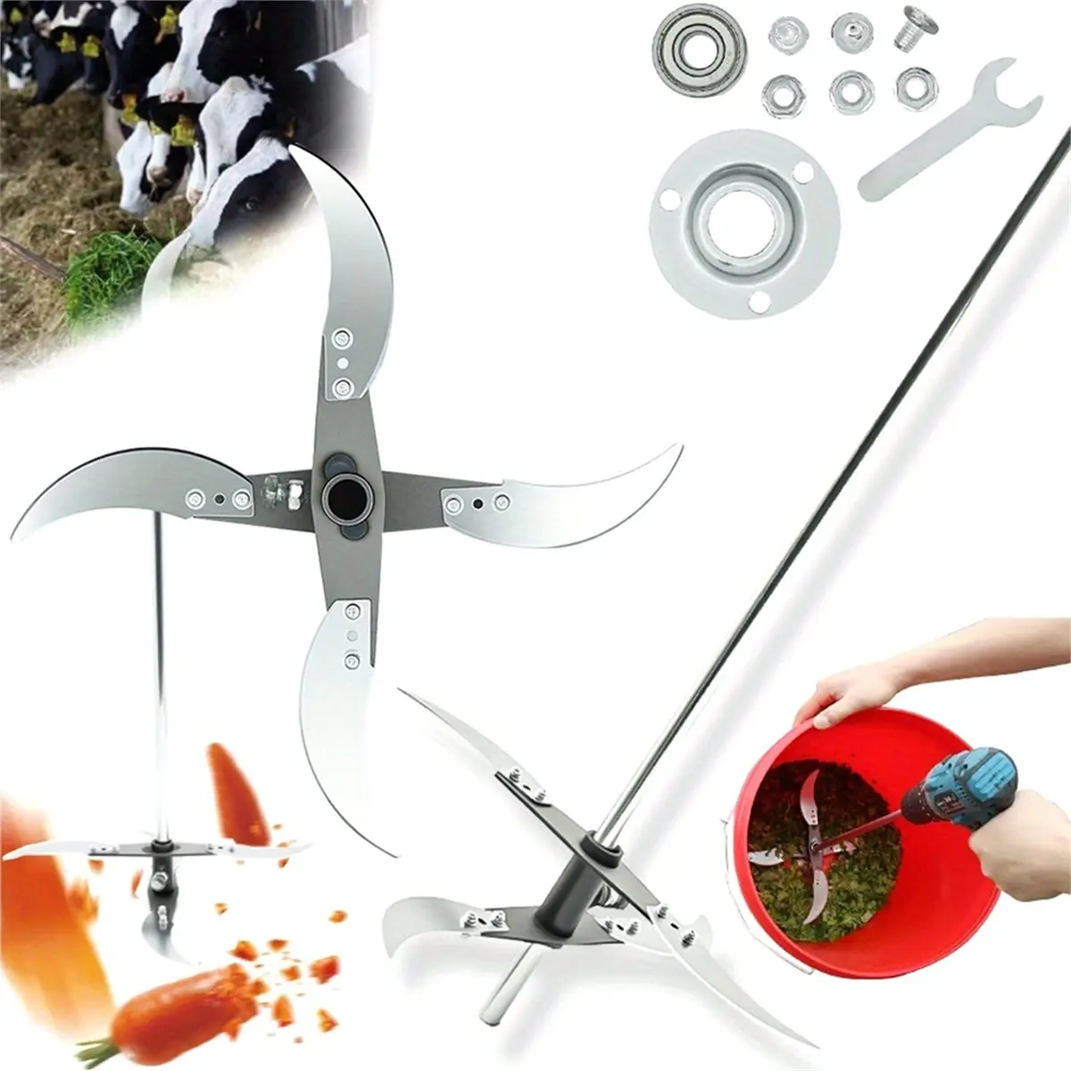 Multifunctional Grass Cutting Blade Set Edges Vegetable Chopping Tool Stainless Steel Rust- Blades Farm/Home &LICG