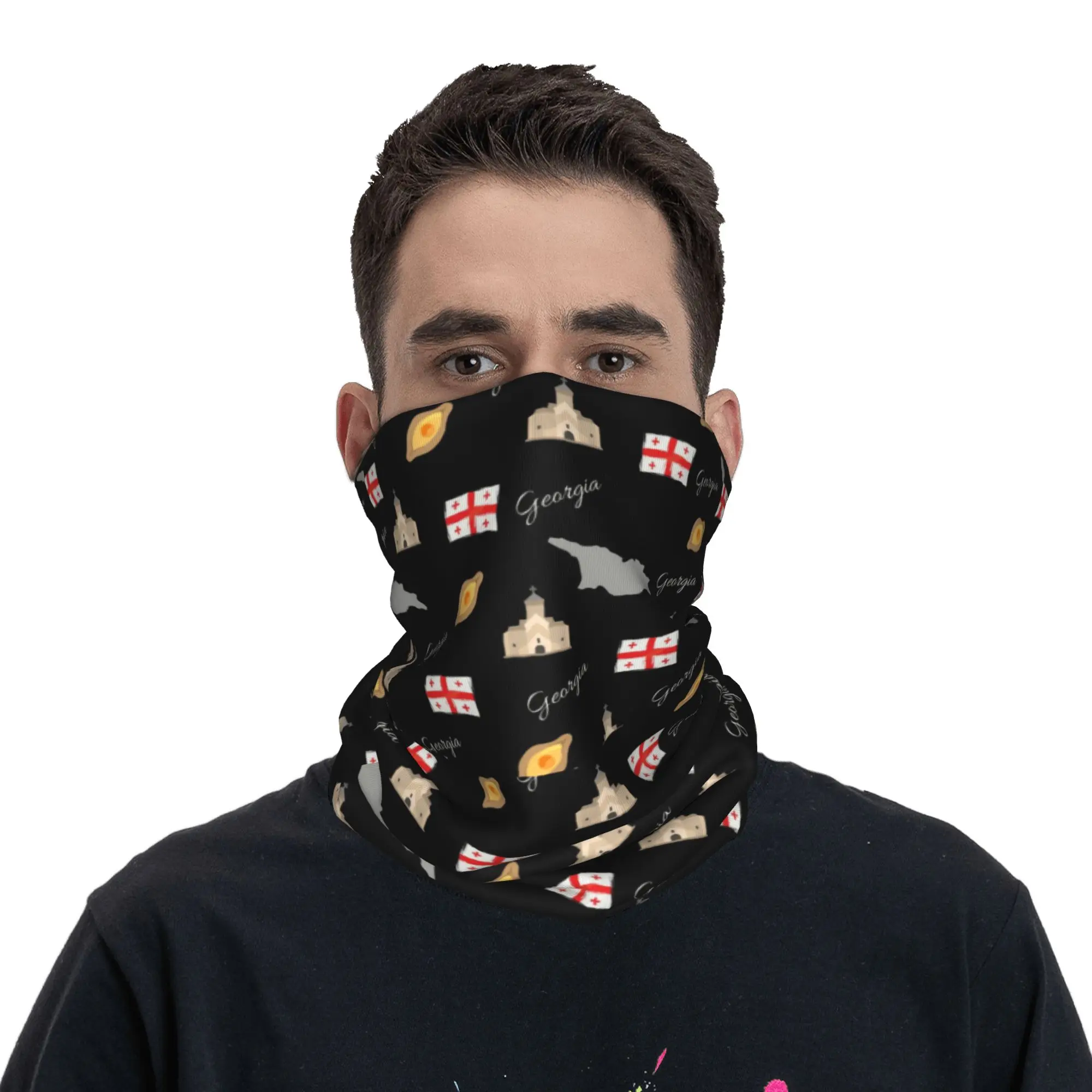 Bandeira da geórgia mao bandana pescoço gaiter proteção uv rosto cachecol capa feminino masculino georgiano orgulhoso patriótico bandana tubo balaclava